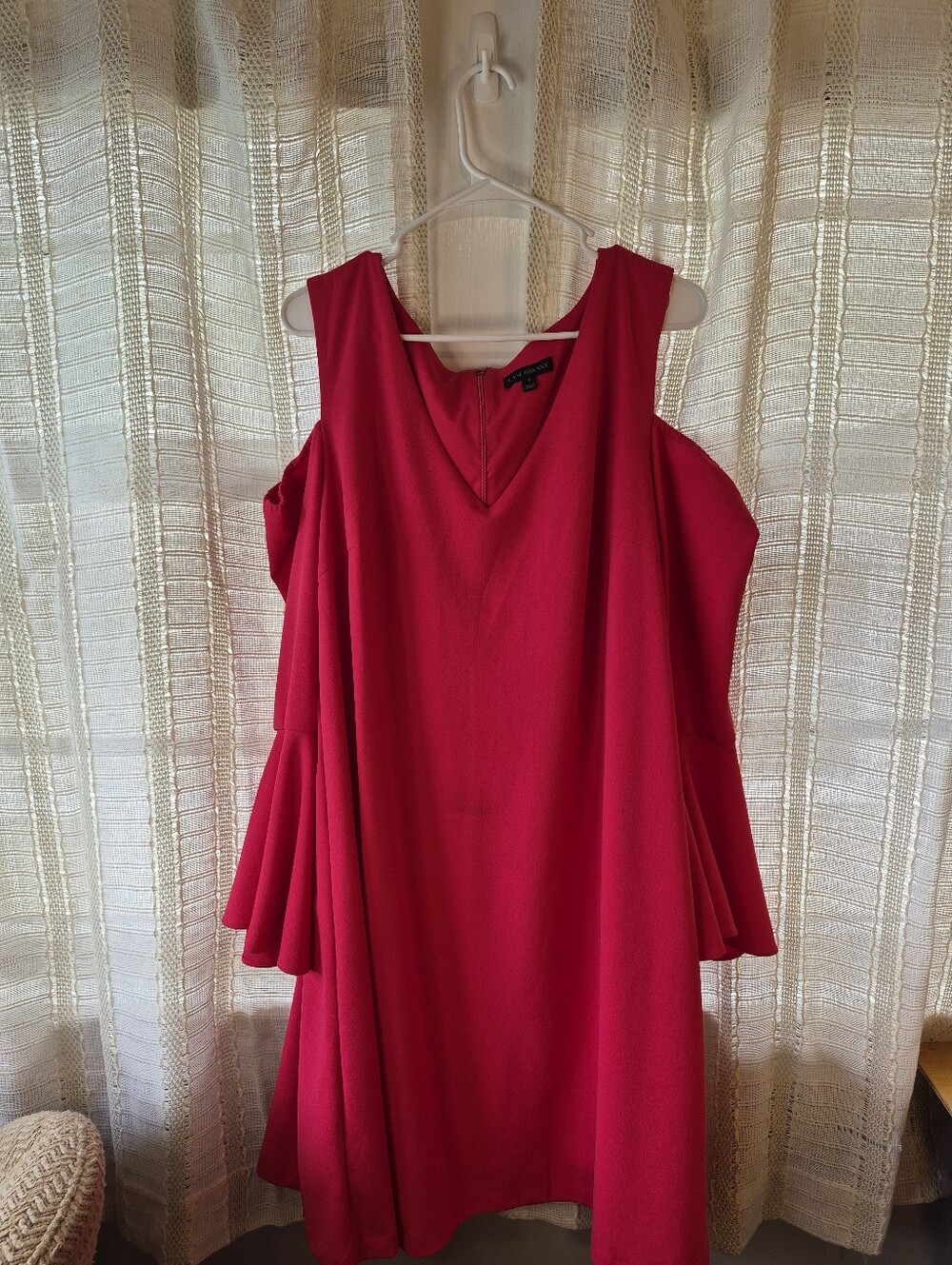 Lane Bryant Vibrant Red Cold-Shoulder V-Neck Mini Special Ocassion Dress Size 18